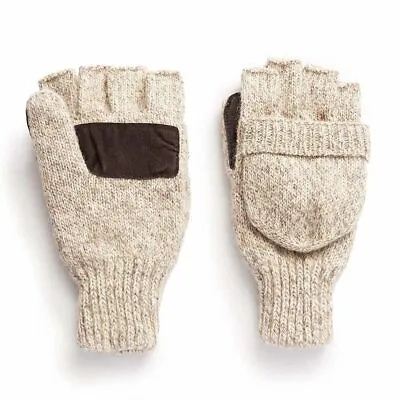 HOT SHOT Men’s The Sentry Wool Fingerless Pop-Top Mittens – Oatmeal Insulated • $24.34