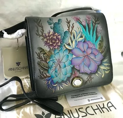 ANUSCHKA NWT🌵RFID Flap Front Crossbody-Sedona Succulents 7431-SSC  • $169.97