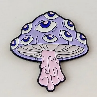 Purple Mushroom With Eyes Enamel Pin Fashion Accessory Pink Jewelry Eyeballs • $7.99