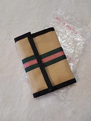Vintage Beige Green Pink Striped Wallet Nylon Made In Taiwan New • $9.95