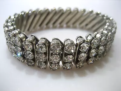 Vintage Rhinestone Stretch Tennis Bracelet Made In British Hong Kong • $8.08