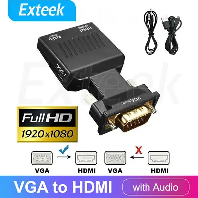 VGA To HDMI Male To Female Video Adapter Cable Converter With Audio HD 1080P • $9.95