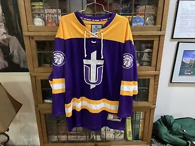 Taylor University Trojans Hockey COLOSSEUM Purple Lacer Sweatshirt SZ M - Cool • $59.39