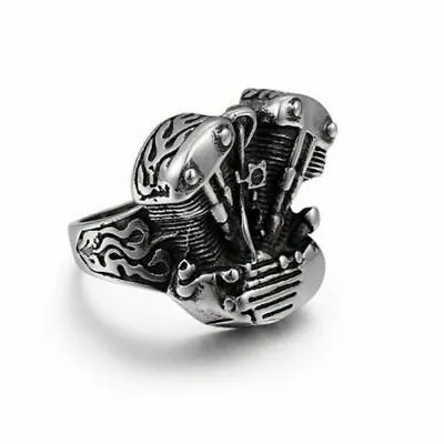  Mens Motorcycle Shovelhead Engine Ring Stainless Steel Size 10 • $19.99