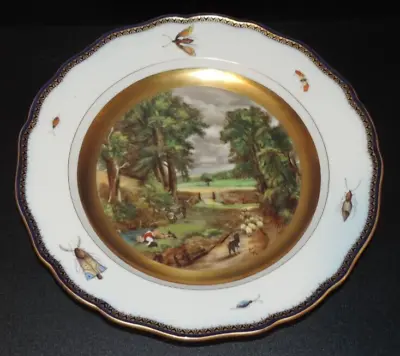 Antique Meissen 10 1/8  Plate Insects Sheep Dog Boy Signed Kr Heavy Gold • $100