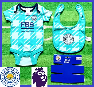 ⚽️Leicester City FC⚽️Authentic⚽️Babys Away Kit Vest & Bib⚽️0-3 Months⚽️New⚽️02⚽️ • £10.99