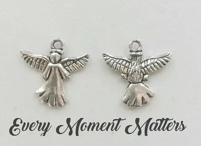 10 X Tibetan Silver ANGEL WITH WINGS And HALO 3DCharms Pendants  • £2.49