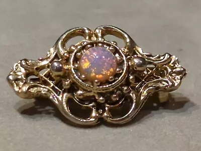 Vintage Dragon's Breath Glass Cabochon Gold Tone Bar Brooch Pin 1  • $9.99