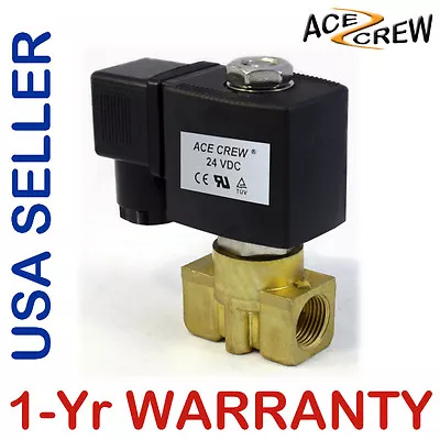 VITON 3/8 Inch 24V DC VDC Brass Solenoid Valve NPT Gas Water Air Normally Closed • $26.99