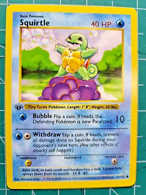 1999 Pokemon   Base 1st Edition #63   Squirtle Thick Stamp  Pokemon Gaming • $149.99