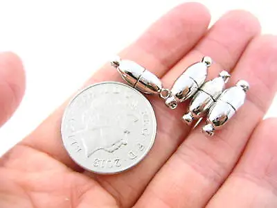 Silver Strong Magnetic Bullet Clasp For Jewellery Making Magnetic Cord End Clasp • £4.99