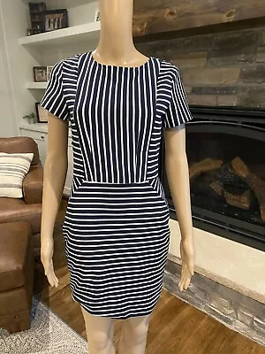 Miss Love Women Navy White Striped Short Sleeve Dress Size M *** • $9.60