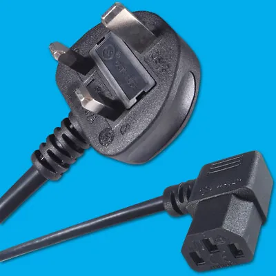 2m Right Angle IEC C13 Kettle Mains Power Lead Wire Cable PC Computer Monitor  • £6.99