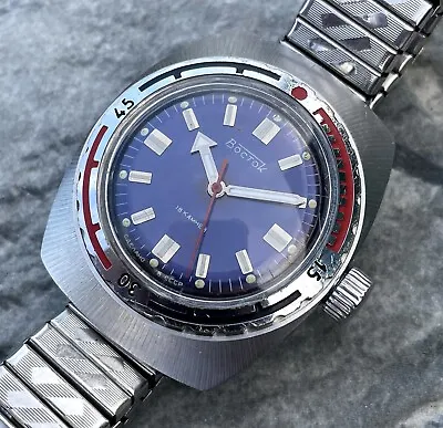✩ Vintage WOSTOK Diver 2209 ☭ USSR 70s Amphibia Vostok Wrist Watch Amfibia 18 J • $120
