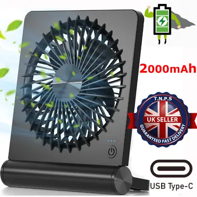 £12.50 • Buy Rechargeable Mini USB Desk Fan Portable Small Quiet 3 Speed Table Cooling Fan