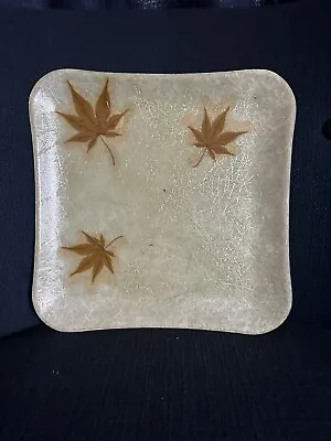 Vintage MCM 11   Square Fiberglass  Tray Maple Leaves • $20