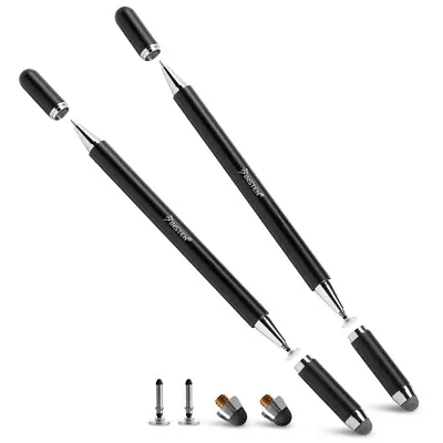 2 Pack Capacitive Stylus 2 In 1 Pen For Smartphones And Tablets Black+Black • $16.49