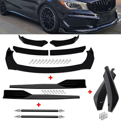 For Benz Front Rear Bumper Lip Spoiler Splitter Body Kit Side Skirt Glossy Black • $55.99