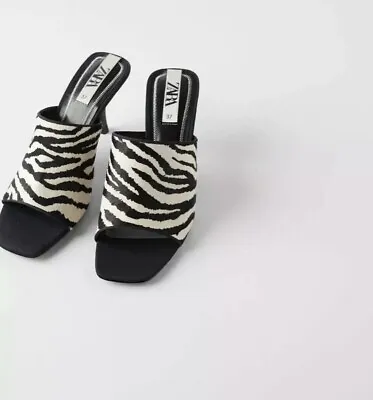 Zara Zebra Print Mules Size 5 • £17.89