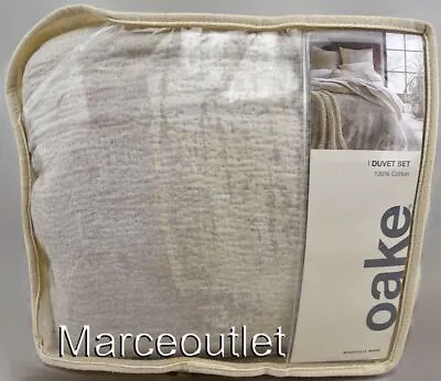 Oake Drybrush Matelasse KING Duvet Cover & Shams Set Neutral • $19.99