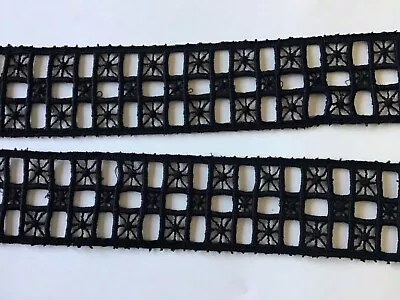 9 1/4 Yds Black Squares Cotton Venise Lace Insert • $14.99