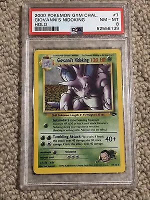 $59.95 • Buy Giovanni's Nidoking Holo Gym Challenge Pokemon #7 7/132 PSA 8 NM - MT Vintage