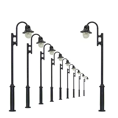 LYM29 10pcs Model Railway Lamp Post Street Lights OO HO Gauge 1:76 LEDs 6cm • £11.99