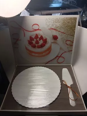 New In Box Mikasa Bone China Cake Plate Remembrance And Cake Server With Box • $19.99