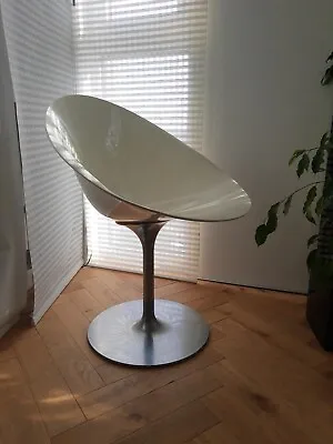 Philippe Starck Eros Swivel Chair White Cream Base In Polished Aluminium Kartell • £175