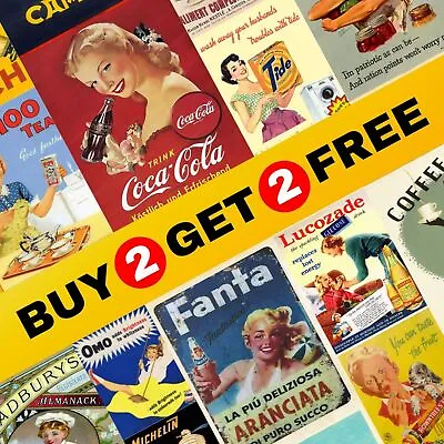 £4.95 • Buy BUY 2 GET 2 FREE Classic Advertisement Posters - Retro Advertising Wall Decor