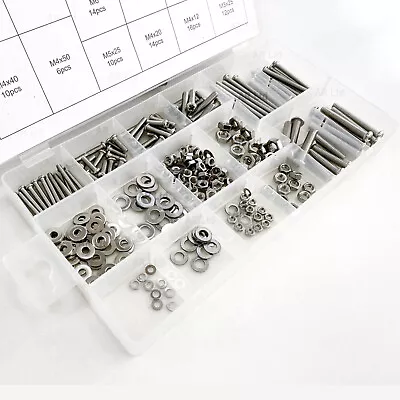 £8.99 • Buy Stainless Steel Nuts Bolts & Washers M3 M4 M5 M6 Nut Bolt & Washer Set 224pc