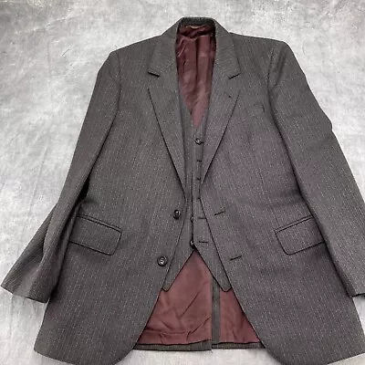 Ashford & Rhodes Ltd Blazer Men 38R Brown Pinstripe Vest Career Classic VTG • $32.37