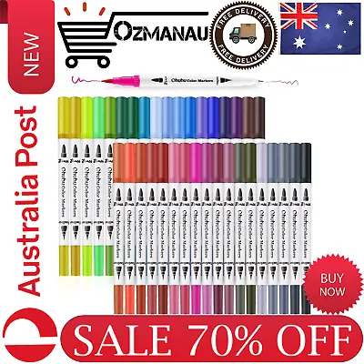 Ohuhu Art Markers Dual Tips Coloring Brush Pen & Fineliner Color Pens 36 Colors • $32.85