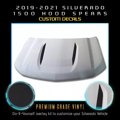 For 2019-2021 Silverado 1500 Hood Spear Graphic Overlay Decal - Flat Matte Vinyl • $18.95