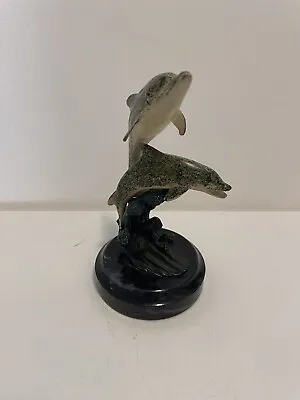 Dolphins Riding Waves SPI   Brass On Marble Base • $15.99
