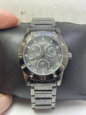 $35 • Buy Women's Relic By Fossil Analog Dress Watch Gunmetal Band Day/date Zr15691-r14