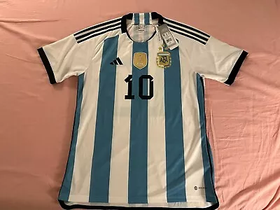 Authentic Adidas Argentina Messi 2022 Winners Home Jersey Size L 3 Star • $126.88