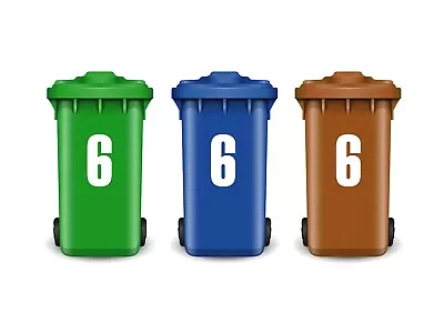 £0.99 • Buy 3x Wheelie Bin House Numbers Letters Stickers White Peel & Stick Vinyl Number