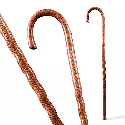 Brazos Handcrafted Wood Walking Cane Twisted Oak Crook Style Handle For Me... • $57.37