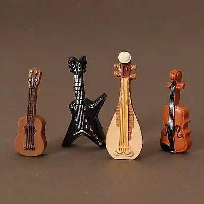 4Pcs Miniature Musical Instruments Dollhouse Instruments Scene Miniature Guitar • $7.23