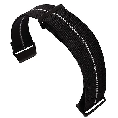 Elastic Military Watch Strap Canvas Nylon Watch Band 20mm 21mm 22mm Black Hook • $16.10