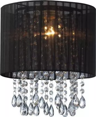 Black Organza & Hanging Beaded Ceiling Lampshade Lamp Fittings • $30.60