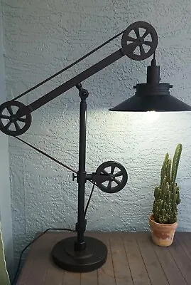 Contemporary Steampunk Black Adjustable Pulley Desk Or Table Lamp Full Size  • $109