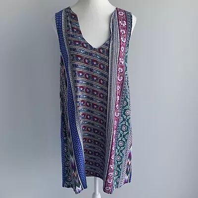 TIGERLILY Women's Dress Size 8 Multicolored Sleeveless Boho Tunic • $24.95