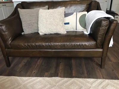 £250 • Buy Halo 2 Seater Brown Leather Sofa, In Excellent Condition 