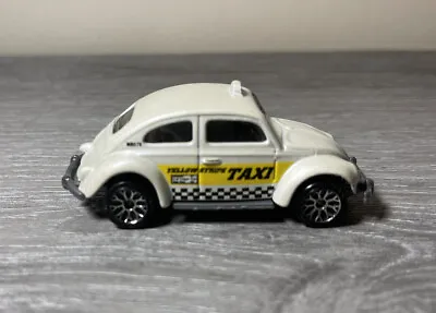 2002 Matchbox Pearl White Volkswagen VW Beetle Yellow Stripe TAXI 1/58 HTF • $12.74