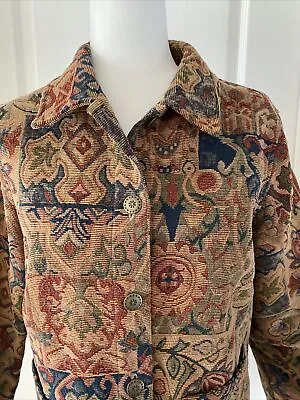 Vintage Field Gear Brocade Tapestry Jacket Medium Floral Geometric Button EUC • $26.98