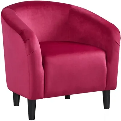 Comfy Accent Arm Chair Barrel Chair  Velvet Club Chair For Living Room Rose Red • $119.99