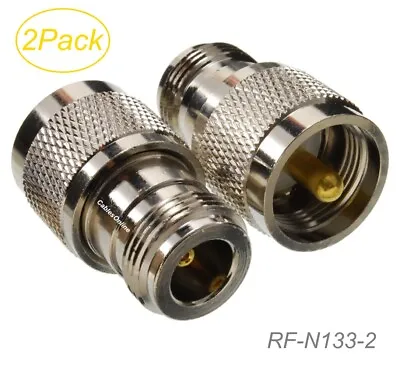 2-Pack N-Type Female To UHF PL259 Male 50-Ohm RF Coaxial Adapters RF-N133-2 • $8.98