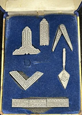 Vintage Free Mason 'Masonic' Pewter Working Tool Gift Set - Missing Hammer • $35